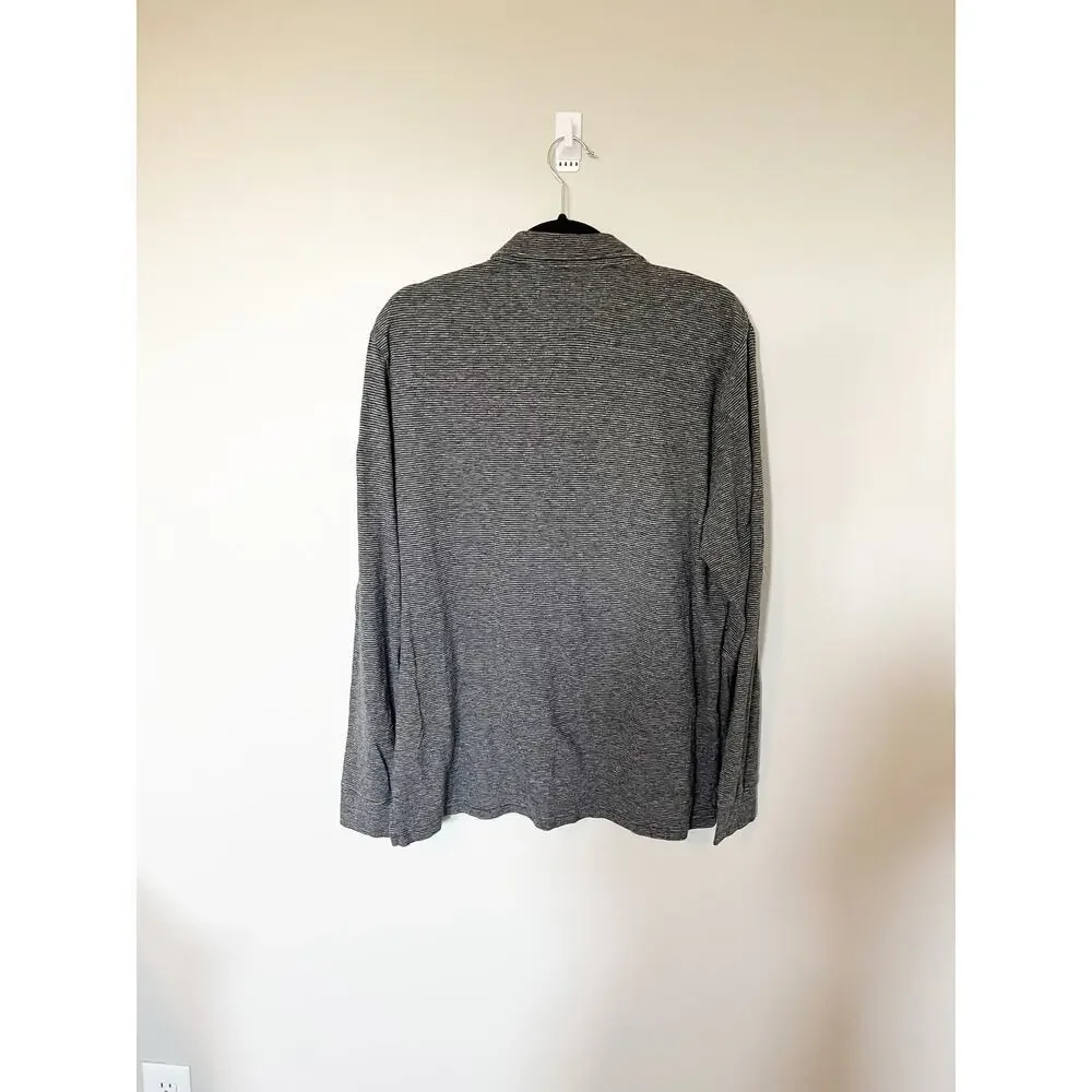 Faherty gray striped collared long sleeve polo men’s large - Picture 2 of 8